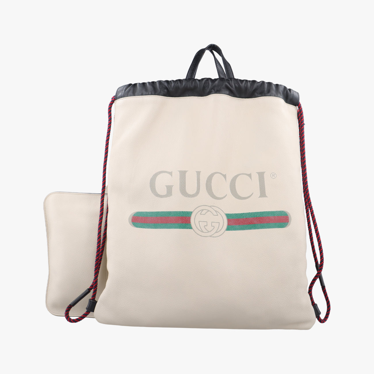Print Drawstring White Leather B023688405