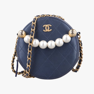 Round Pearls Navy lambskin 29212582
