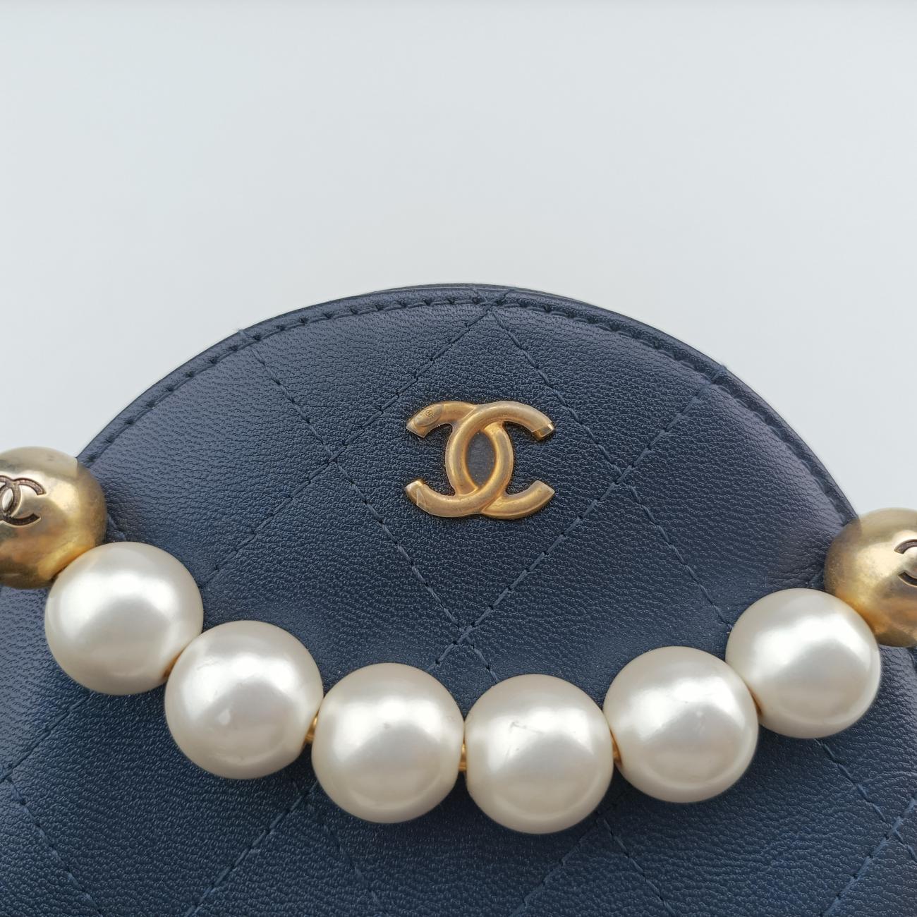 Round Pearls Navy lambskin 29212582