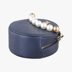 Round Pearls Navy lambskin 29212582