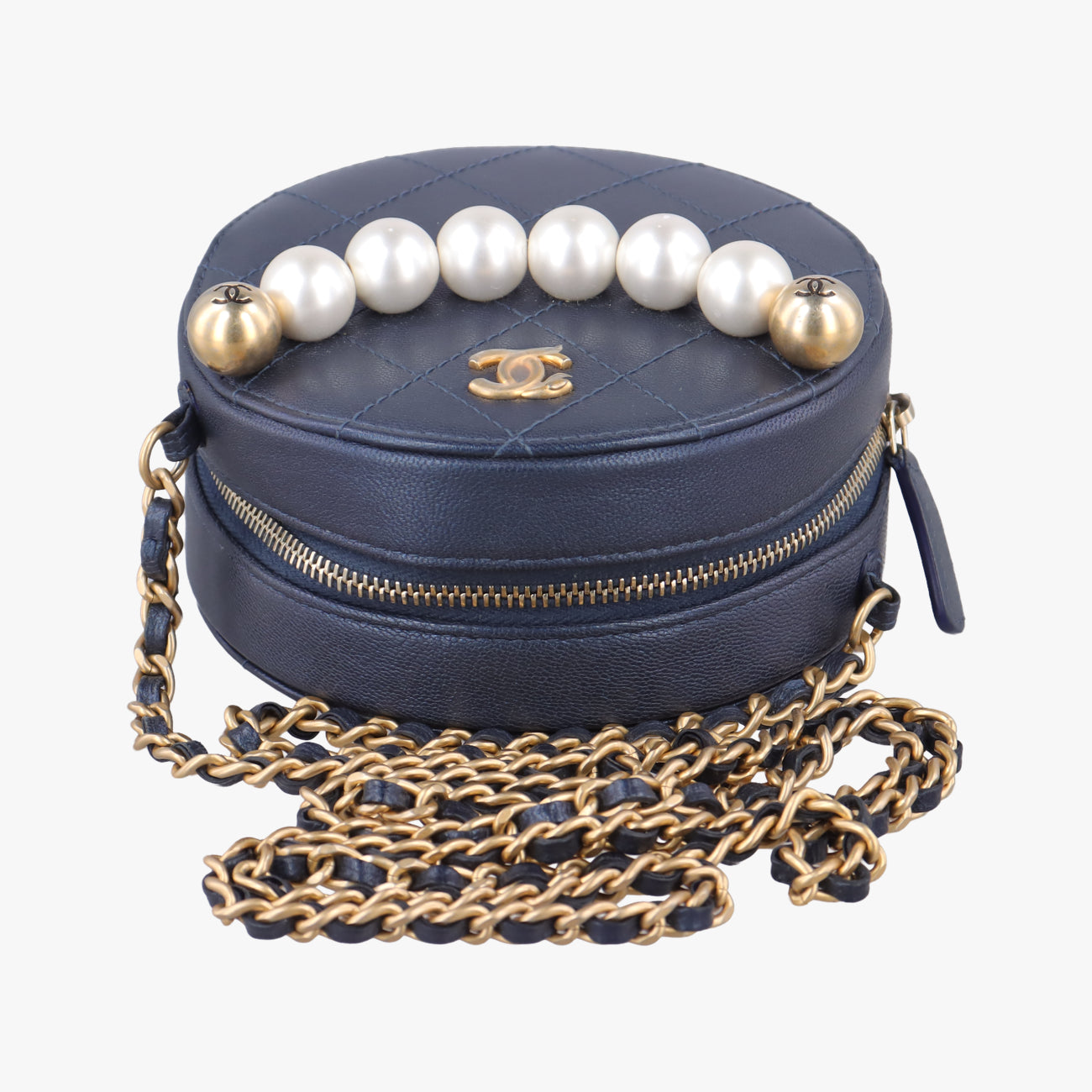 Round Pearls Navy lambskin 29212582