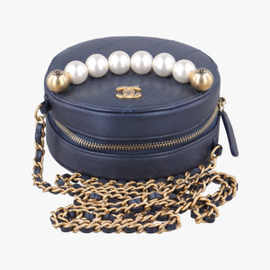 Round Pearls Navy lambskin 29212582