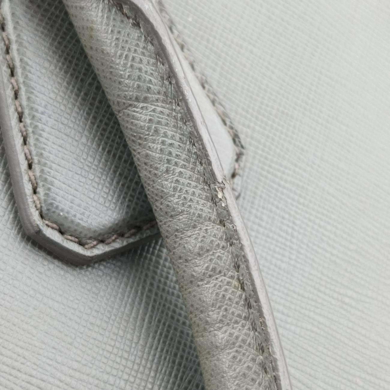 Business Briefcase Grey SAFFIANO Leather 7 D