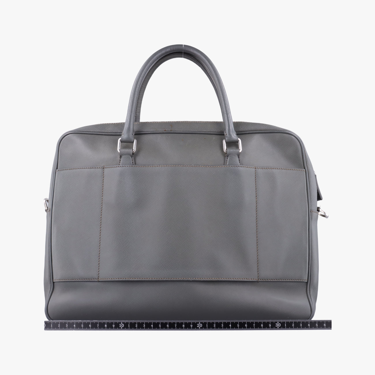 Business Briefcase Grey SAFFIANO Leather 7 D