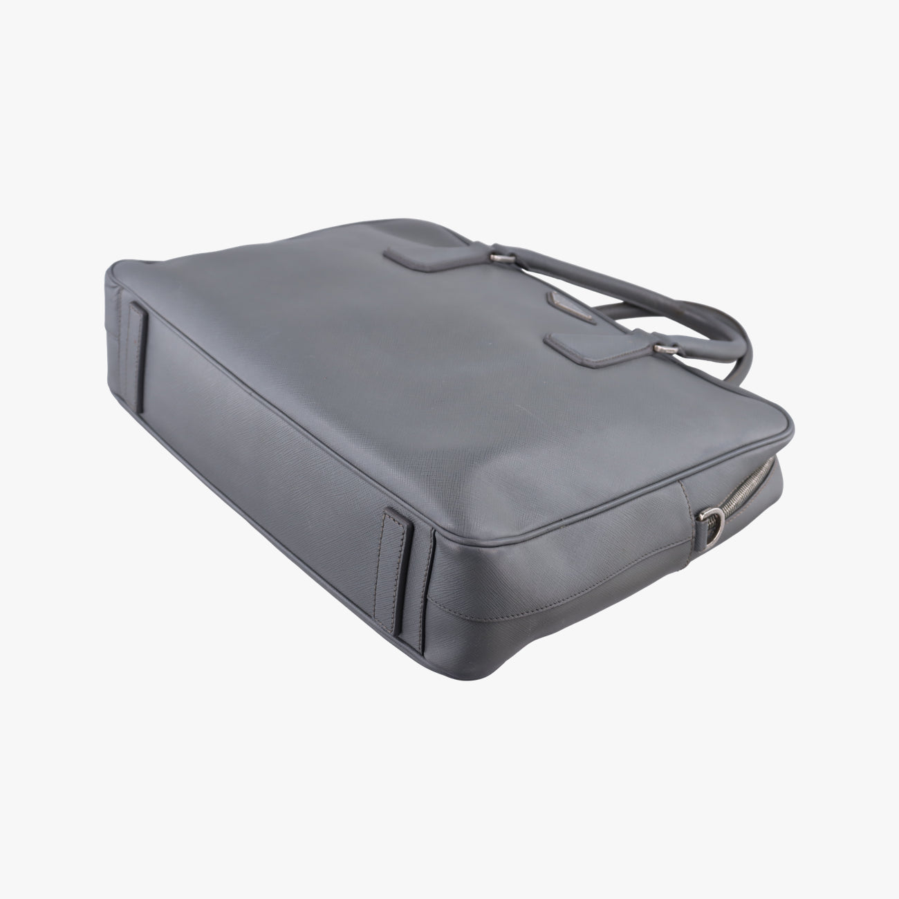 Business Briefcase Grey SAFFIANO Leather 7 D