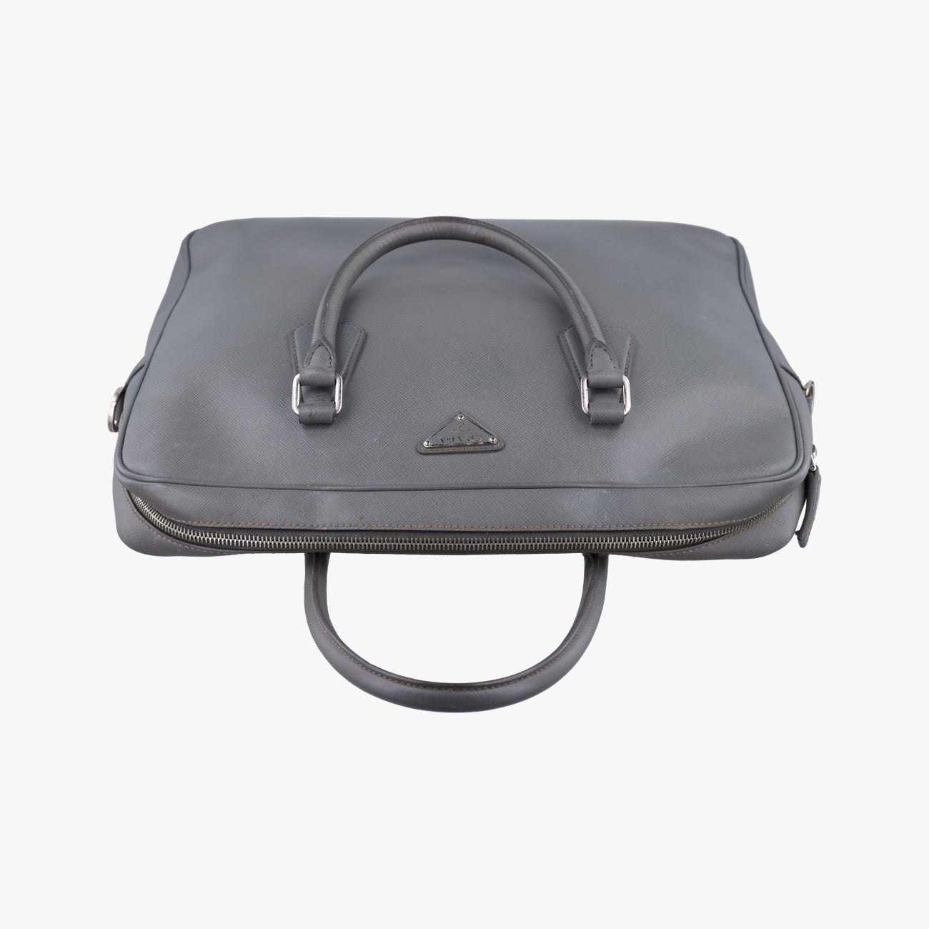 Business Briefcase Grey SAFFIANO Leather 7 D