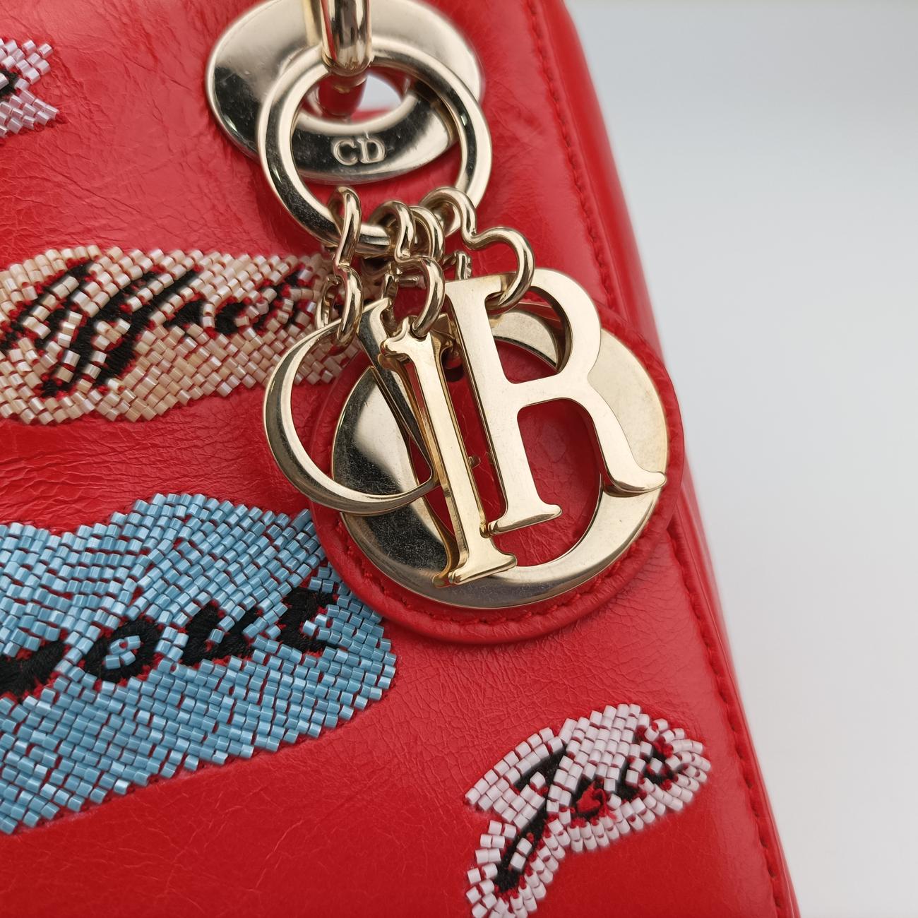 Mini Sequin Lady Dior Red×Multicolour Leather 18-MA-1126