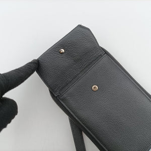 LV Aerogramme Phone Pouch Black Grained Leather MI4270 ICチップ