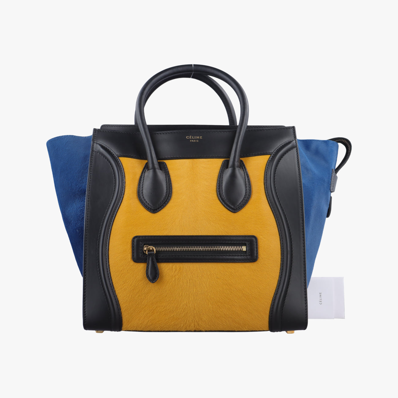 Luggage Mini Shopper Black x Yellow x Blue Leather × Horsehair F-GA-0163