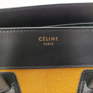 Luggage Mini Shopper Black x Yellow x Blue Leather × Horsehair F-GA-0163