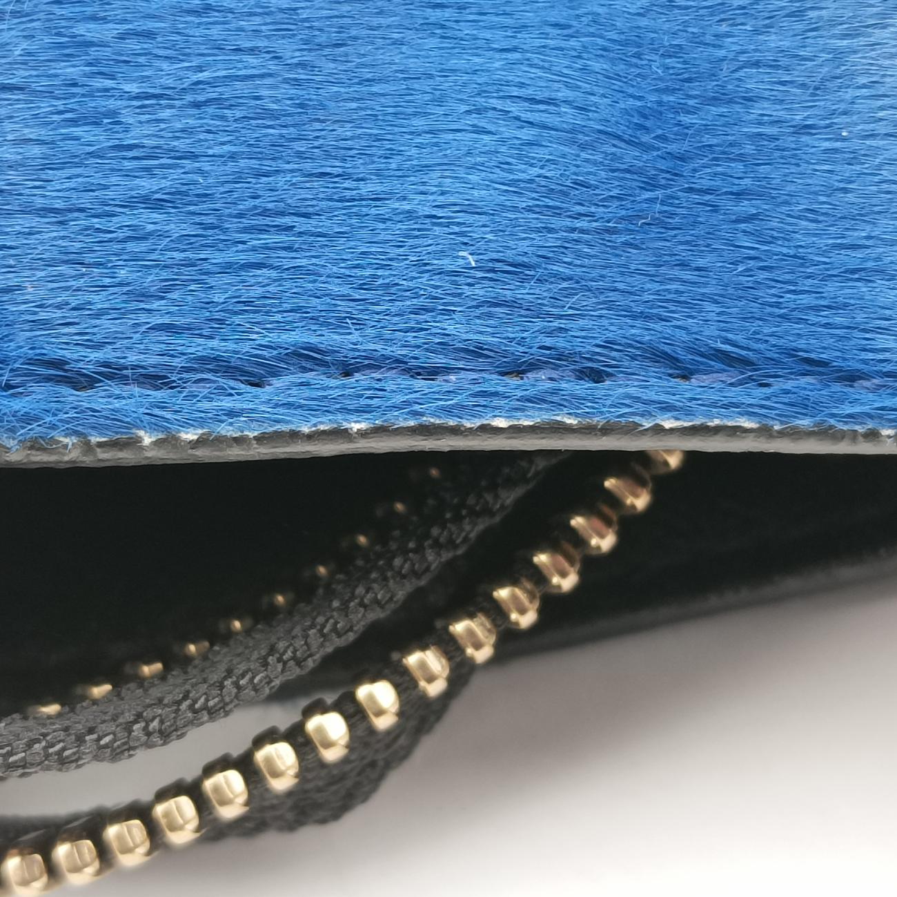 Luggage Mini Shopper Black x Yellow x Blue Leather × Horsehair F-GA-0163