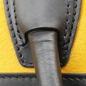 Luggage Mini Shopper Black x Yellow x Blue Leather × Horsehair F-GA-0163
