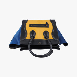 Luggage Mini Shopper Black x Yellow x Blue Leather × Horsehair F-GA-0163