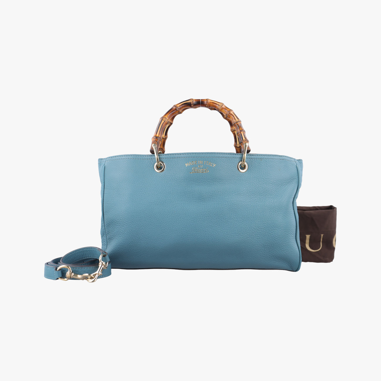 bamboo shopper Blue Leather G015043925