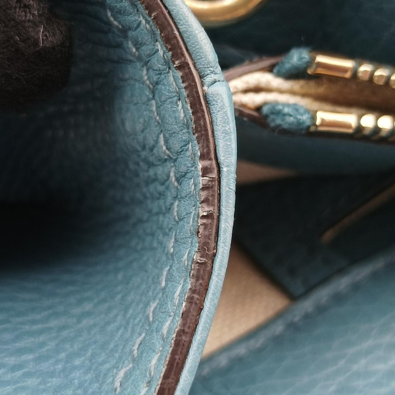 bamboo shopper Blue Leather G015043925