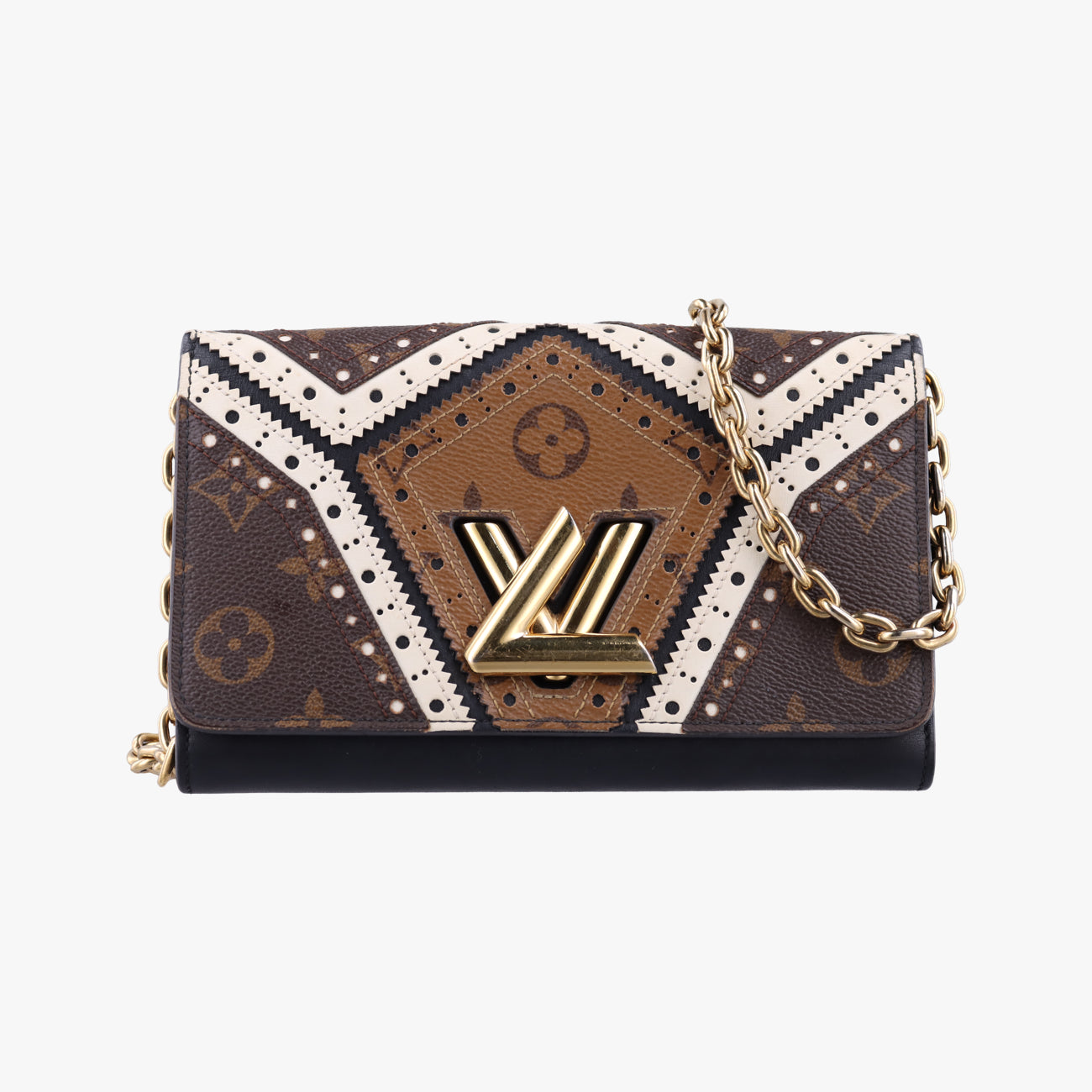 Portefeuille Twist Chain Wallet Black x Brown x White PVC x Leather SP2187