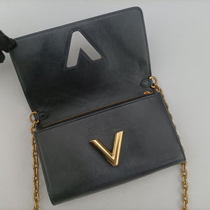 Portefeuille Twist Chain Wallet Black x Brown x White PVC x Leather SP2187