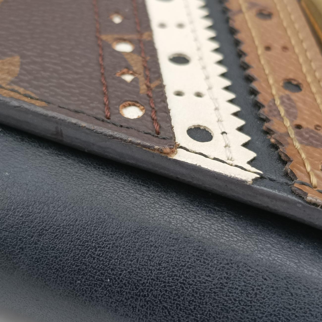 Portefeuille Twist Chain Wallet Black x Brown x White PVC x Leather SP2187
