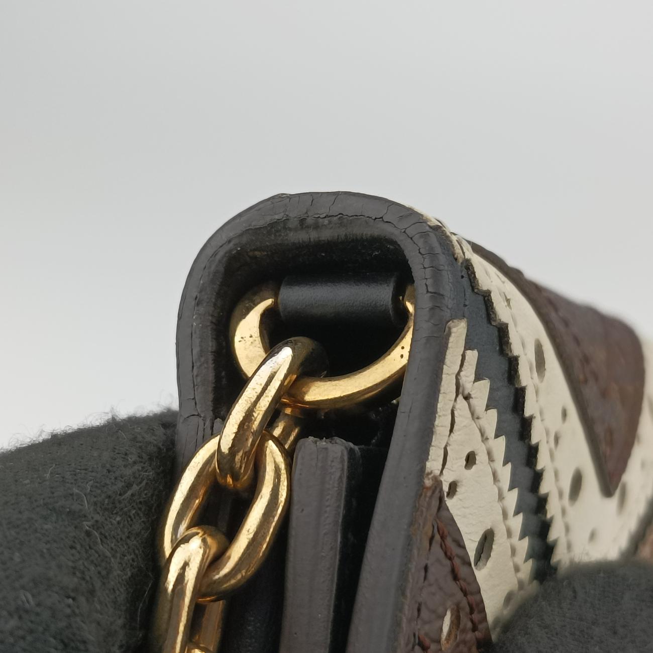 Portefeuille Twist Chain Wallet Black x Brown x White PVC x Leather SP2187