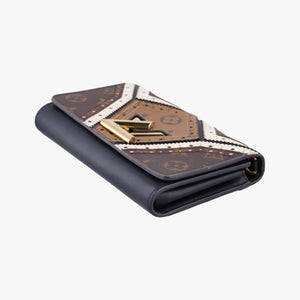 Portefeuille Twist Chain Wallet Black x Brown x White PVC x Leather SP2187