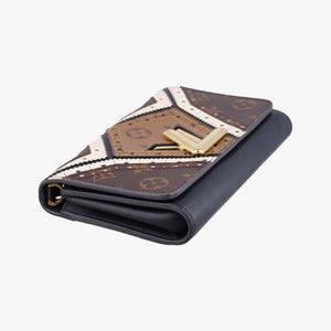 Portefeuille Twist Chain Wallet Black x Brown x White PVC x Leather SP2187