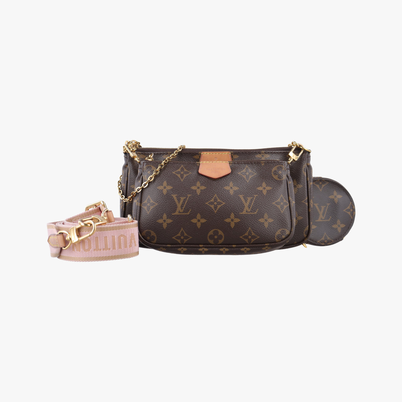 MULTI POCHETTE ACCESSOIRES MARRON×ROSE CLAIRE Monogram Canvas SR4149 SR0220 SR4230