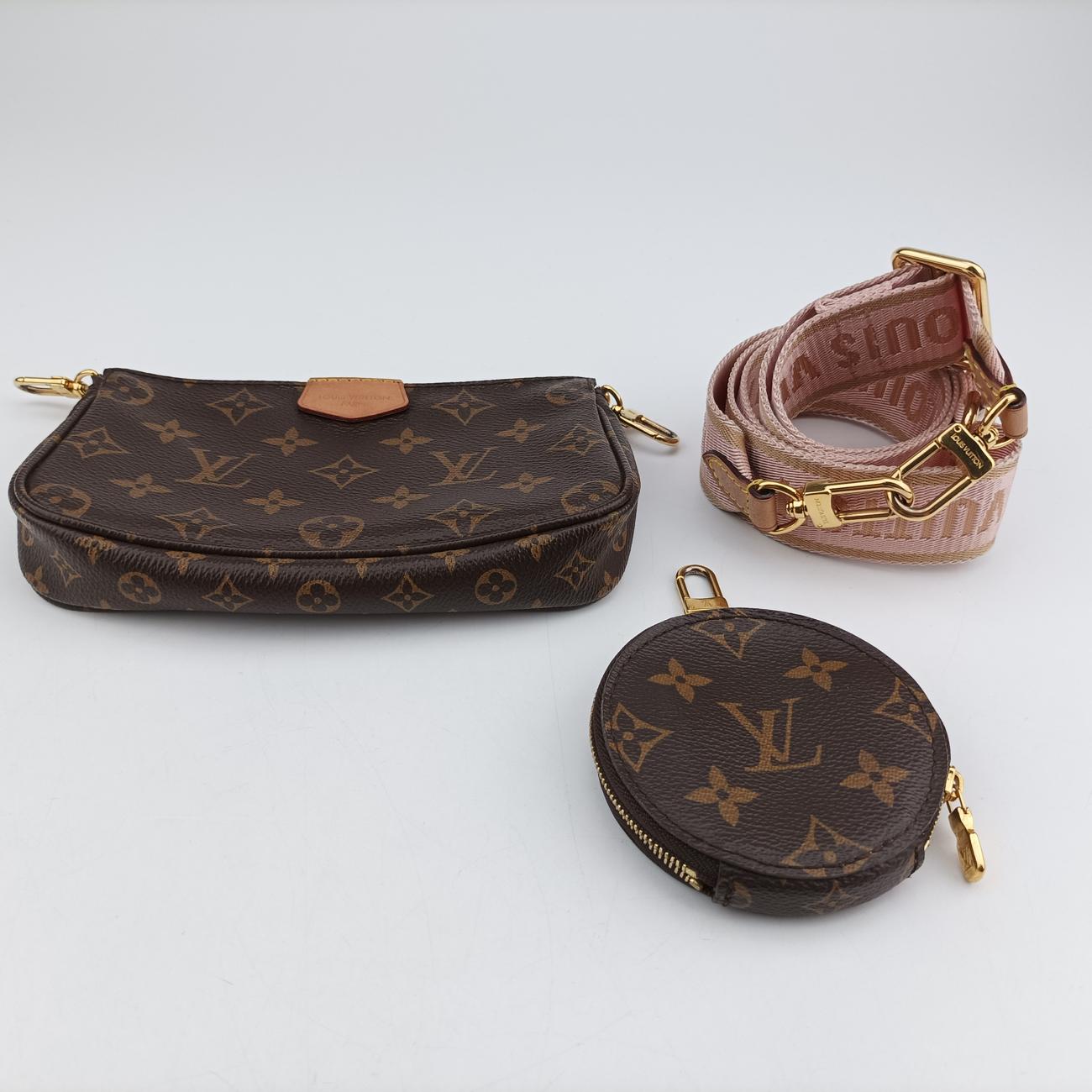 MULTI POCHETTE ACCESSOIRES MARRON×ROSE CLAIRE Monogram Canvas SR4149 SR0220 SR4230