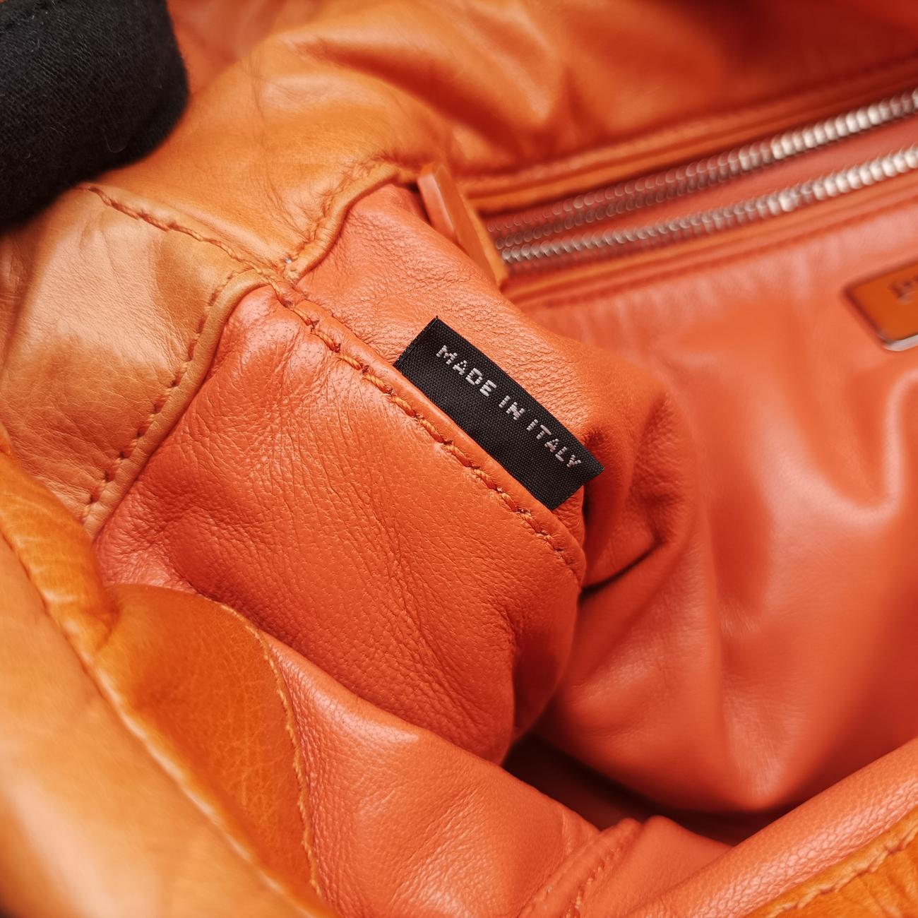 Nappa Bomber Sound Chain Flap Orange lambskin 25