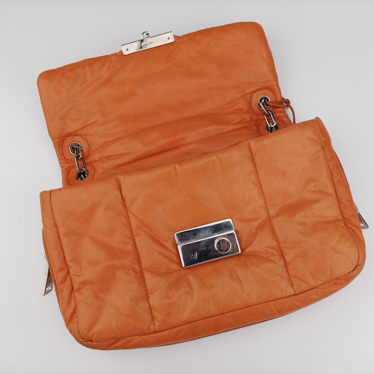 Nappa Bomber Sound Chain Flap Orange lambskin 25
