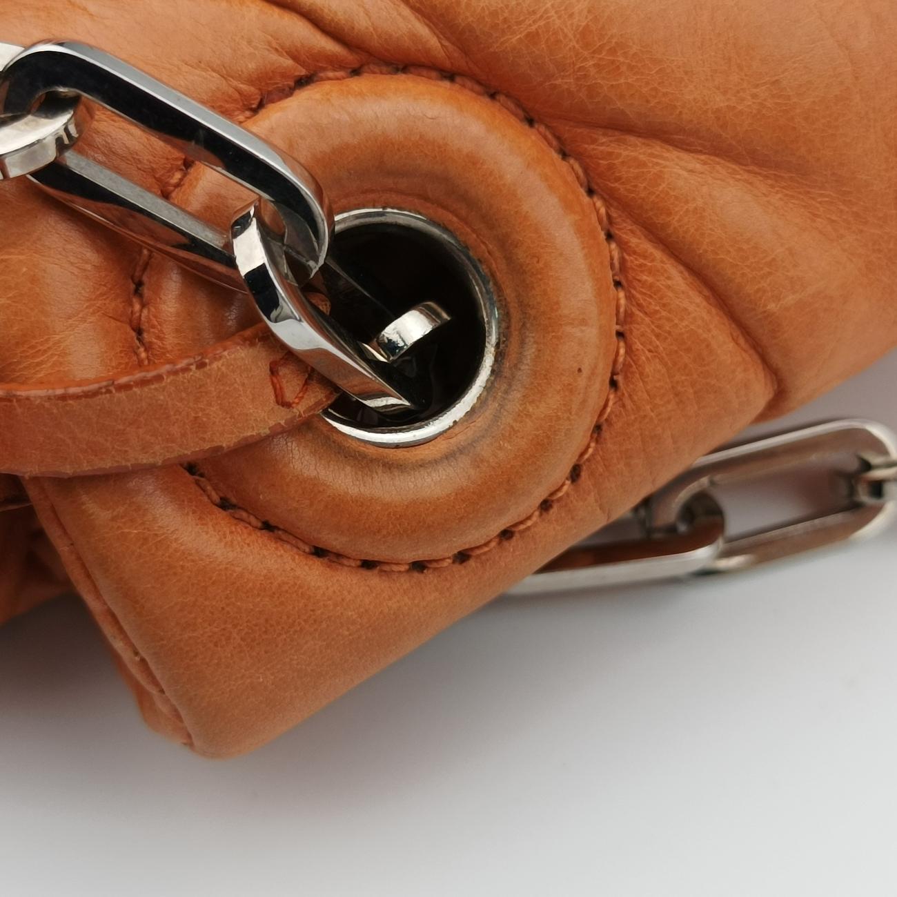 Nappa Bomber Sound Chain Flap Orange lambskin 25