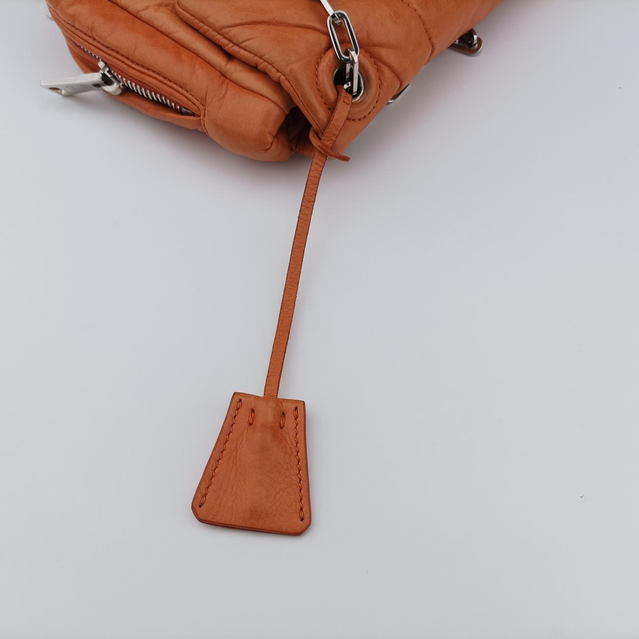 Nappa Bomber Sound Chain Flap Orange lambskin 25
