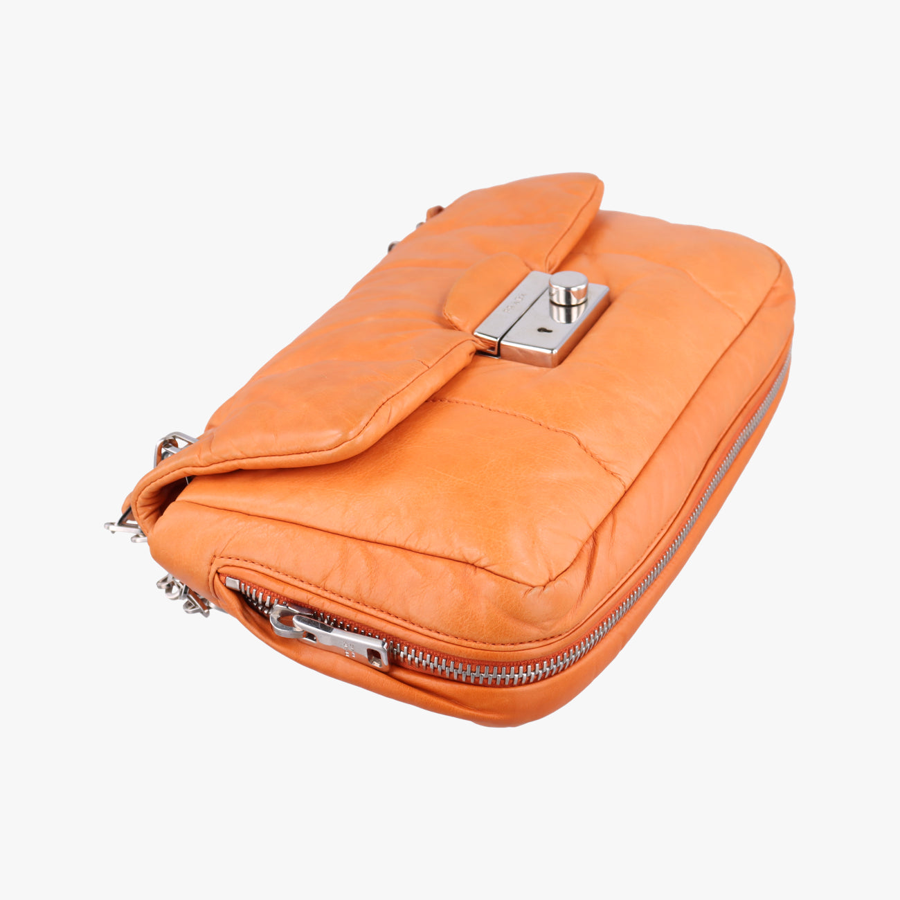 Nappa Bomber Sound Chain Flap Orange lambskin 25