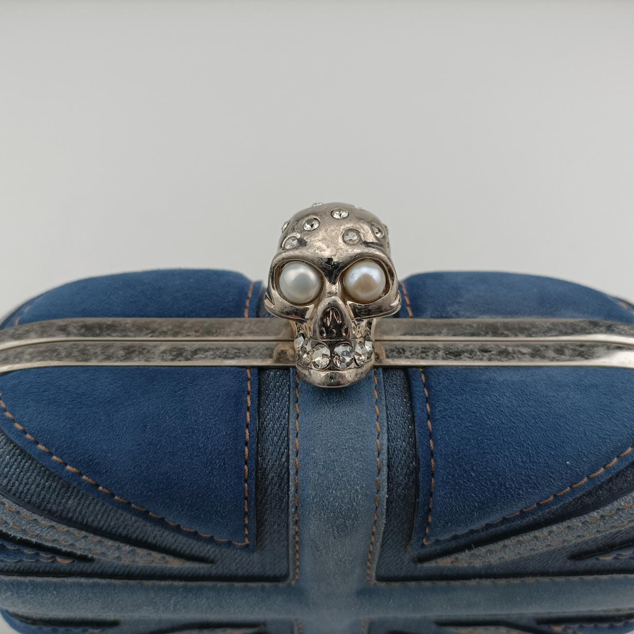 skull clutch Blue Suede×Denim 208024 000926
