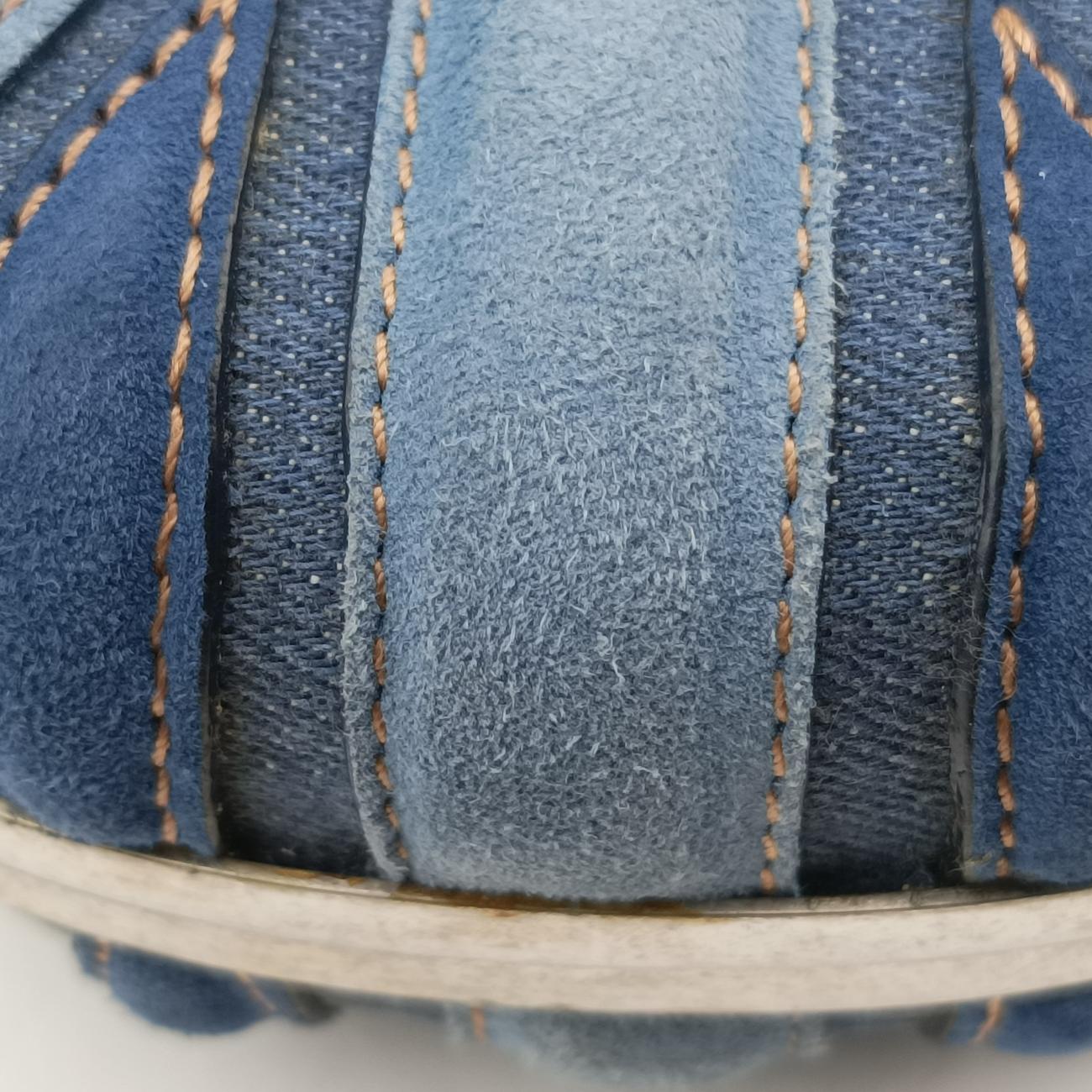 skull clutch Blue Suede×Denim 208024 000926