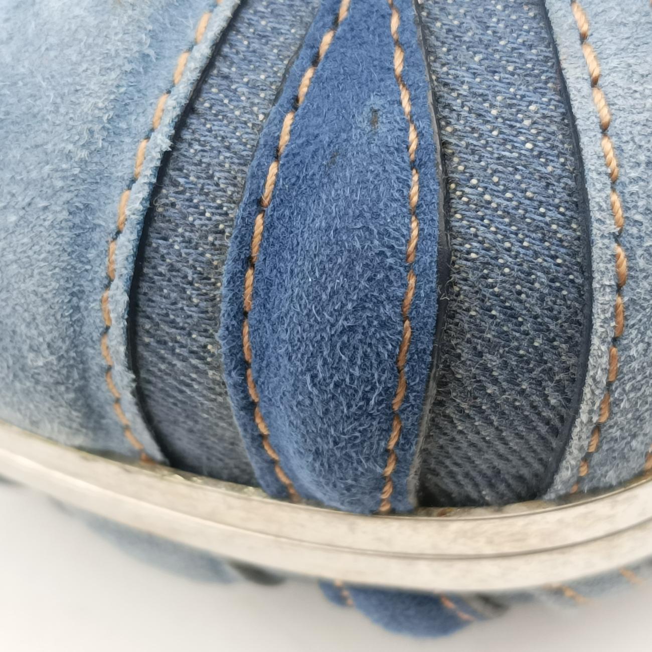 skull clutch Blue Suede×Denim 208024 000926