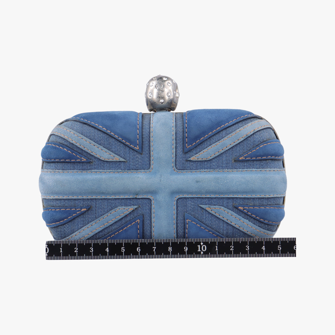 skull clutch Blue Suede×Denim 208024 000926