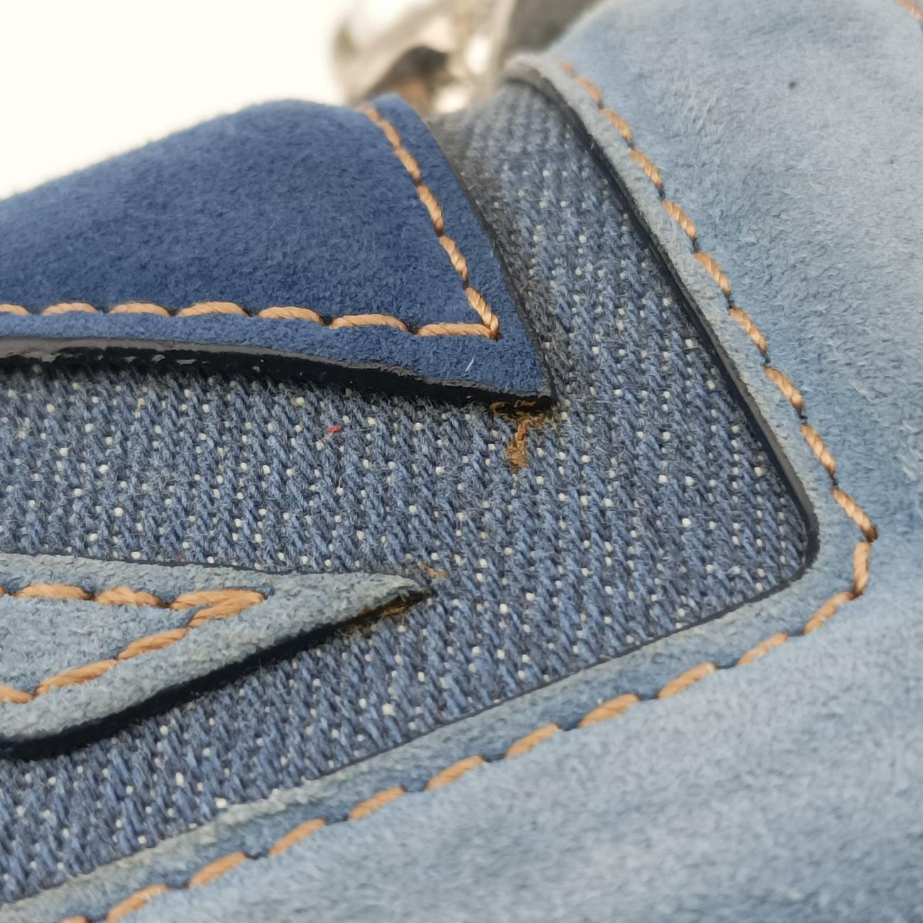 skull clutch Blue Suede×Denim 208024 000926