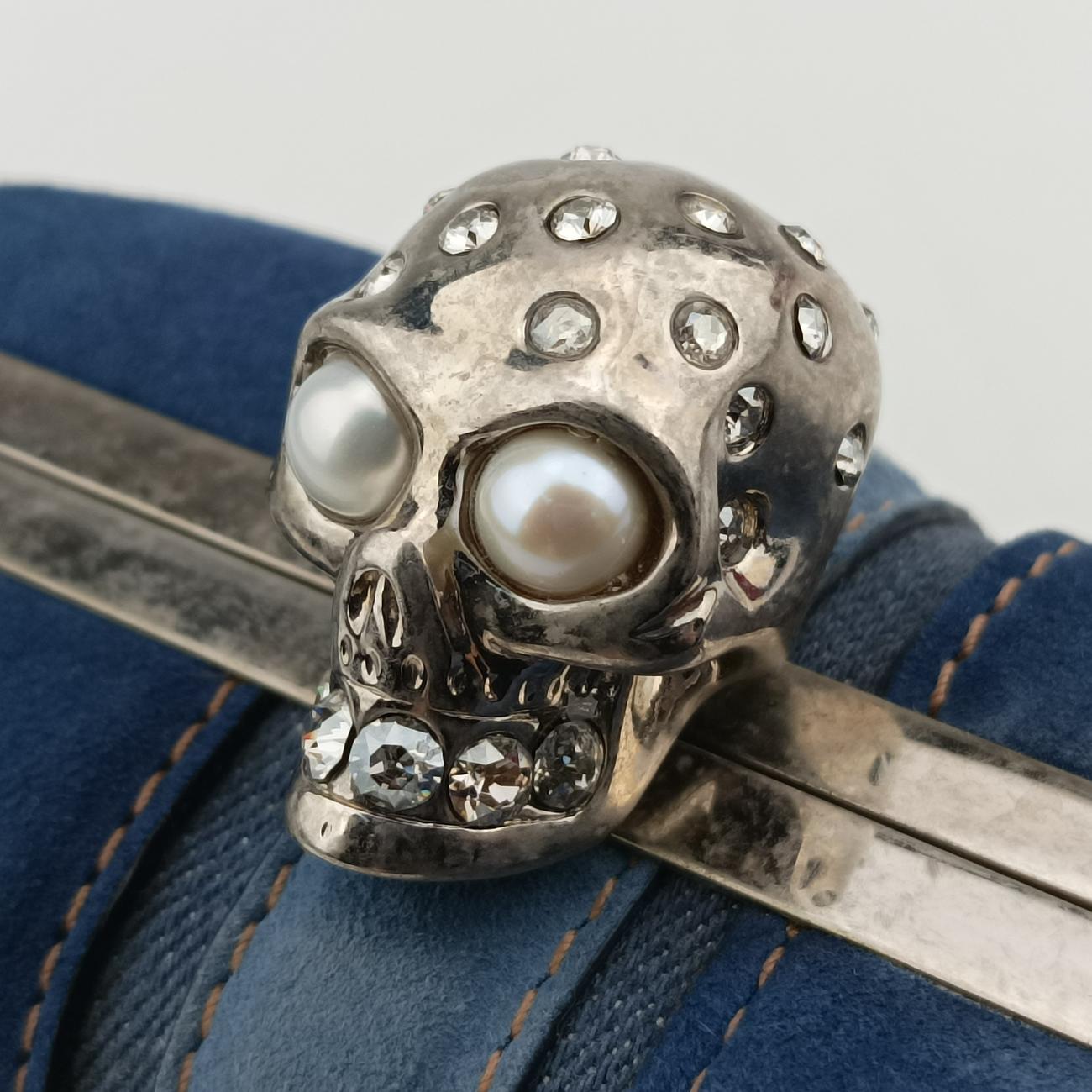 skull clutch Blue Suede×Denim 208024 000926
