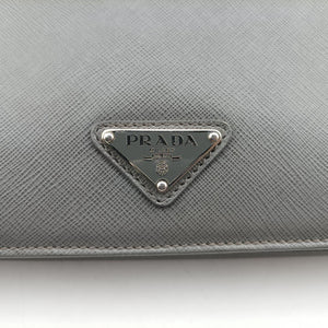 Triangle Logo Plate Grey Saffiano Leather 49