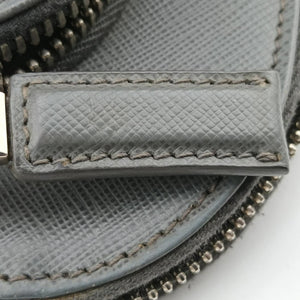 Triangle Logo Plate Grey Saffiano Leather 49
