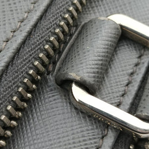 Triangle Logo Plate Grey Saffiano Leather 49