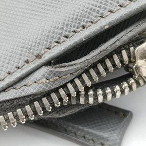 Triangle Logo Plate Grey Saffiano Leather 49