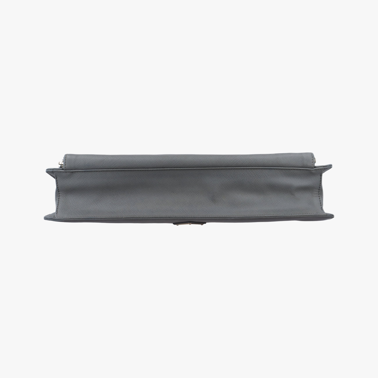 Triangle Logo Plate Grey Saffiano Leather 49