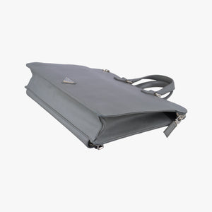 Triangle Logo Plate Grey Saffiano Leather 49