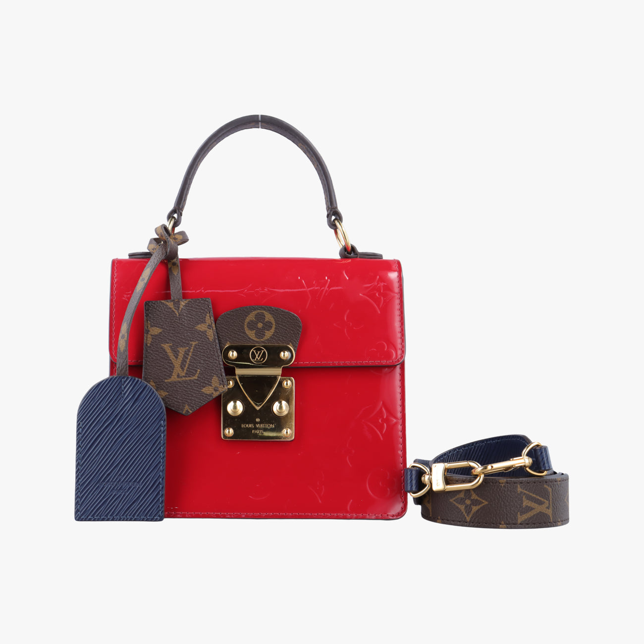 Spring street PM Scarlet Red Vernis×Leather×Monogram Canvas NZ1199
