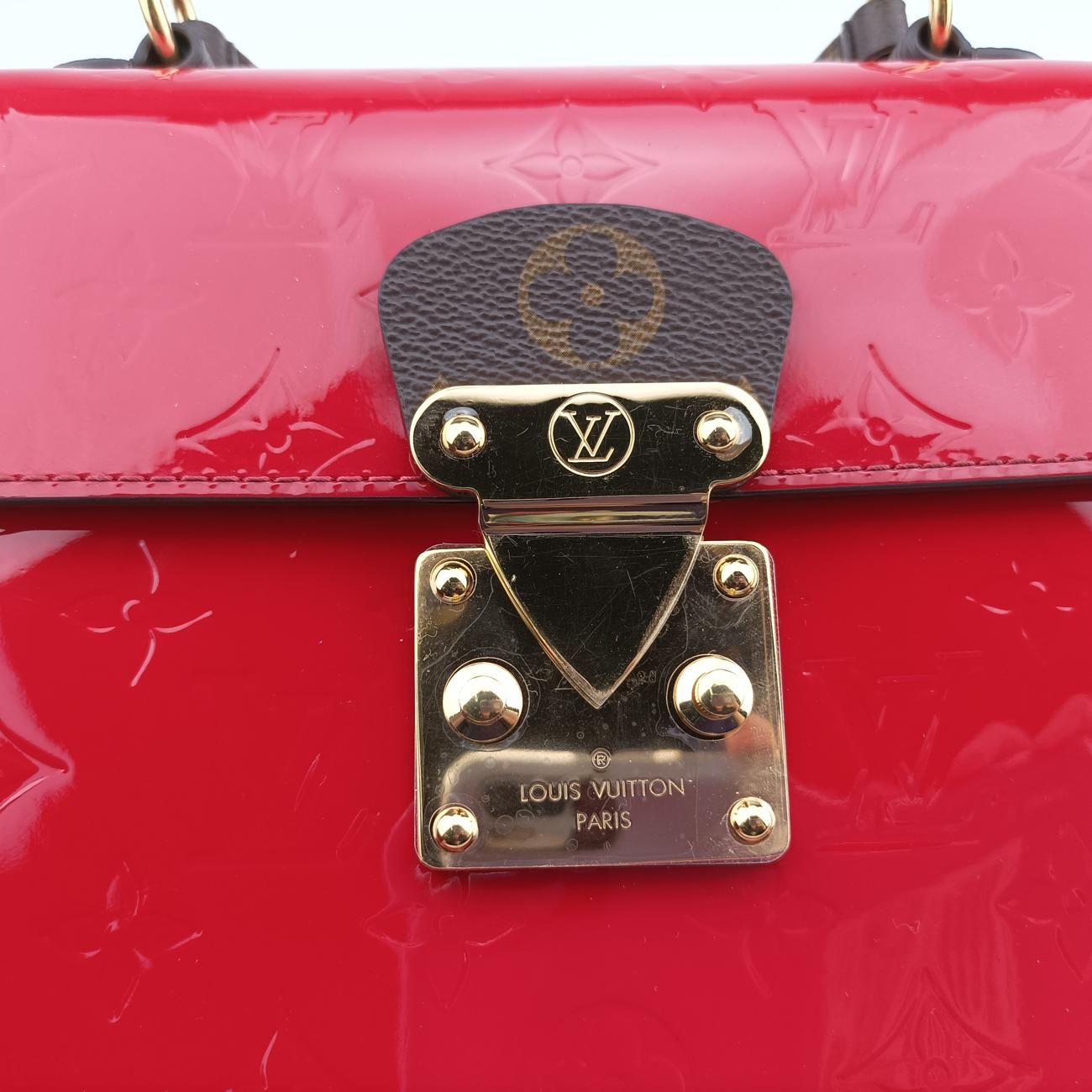 Spring street PM Scarlet Red Vernis×Leather×Monogram Canvas NZ1199
