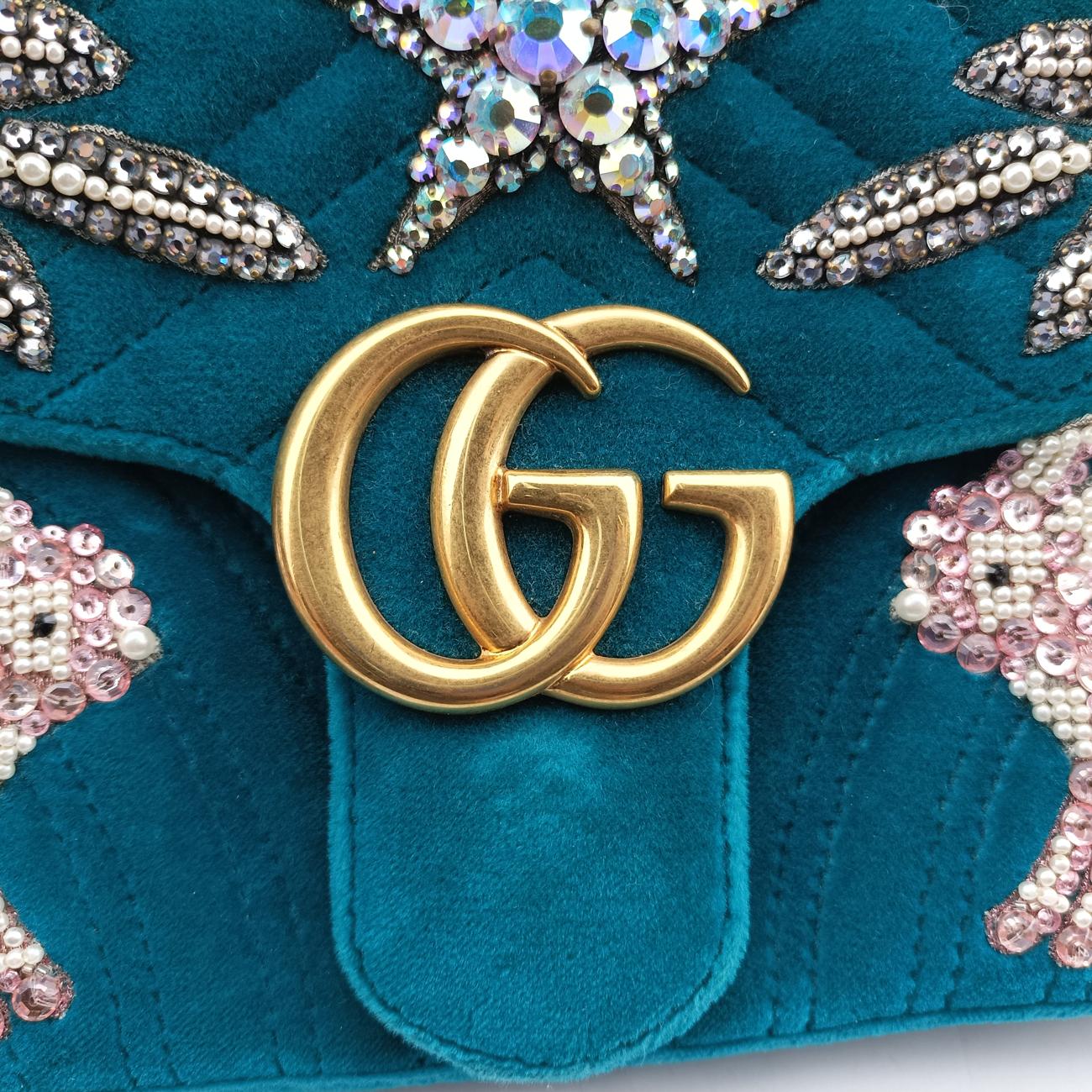 GG Marmont Blue velour C025368068