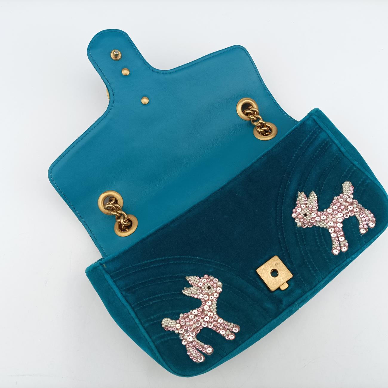 GG Marmont Blue velour C025368068