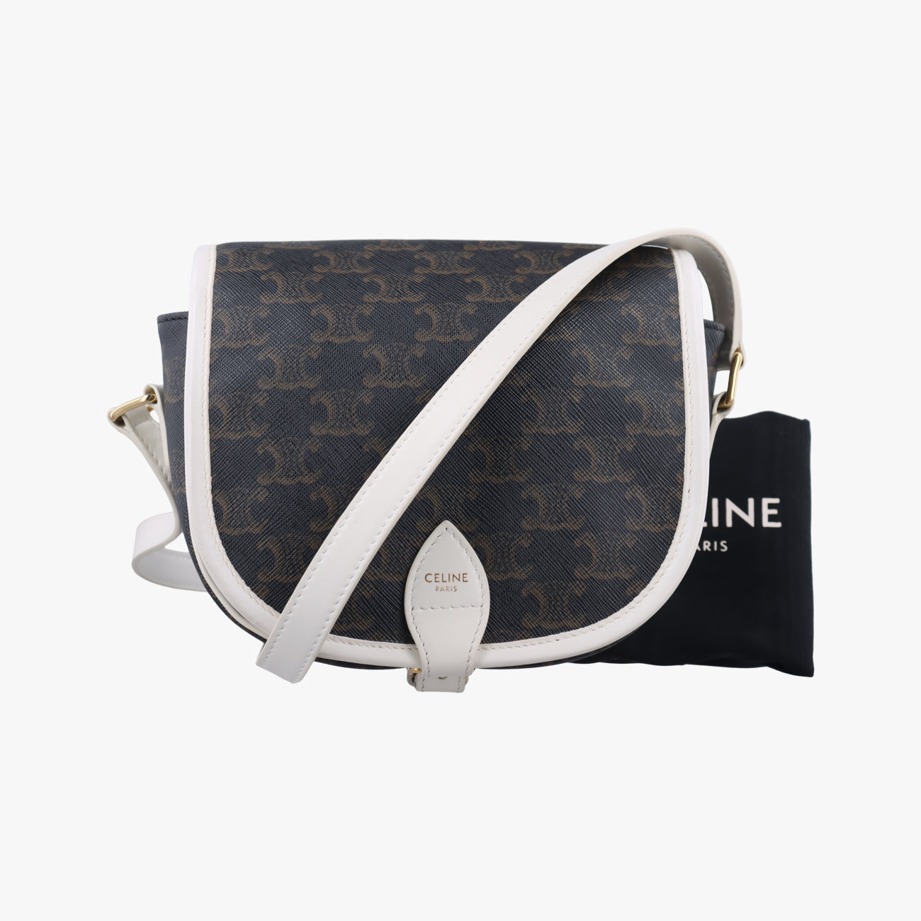 FOLCO Triomphe Brown×white PVC coated canvas × leather U-GM-0240