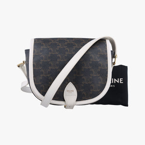 FOLCO Triomphe Brown×white PVC coated canvas × leather U-GM-0240